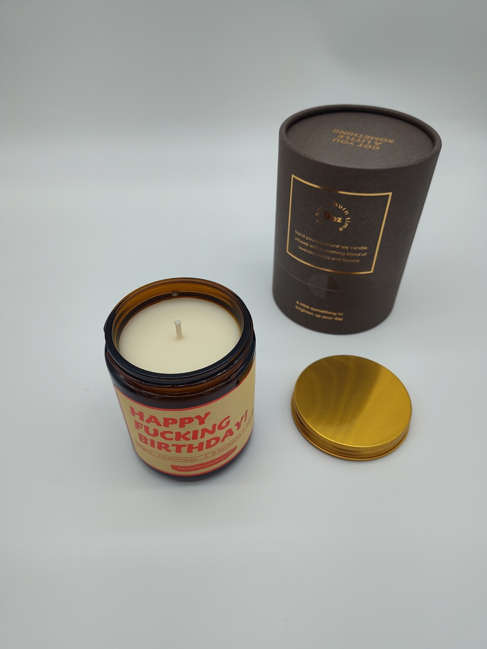 Happy F*cking Birthday Candle 9oz Hand Poured Soy Wax Funny Gift Lavender Humor - Picture 3 of 4